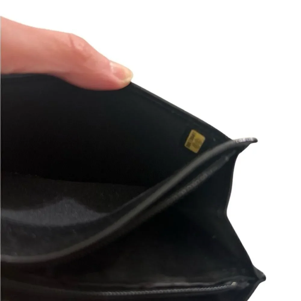 Chanel quilted black leather wallet